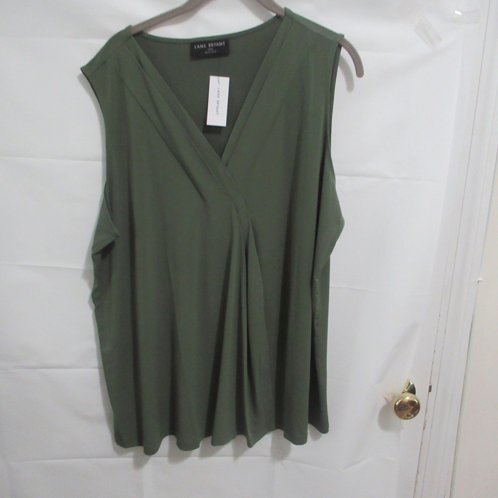 Lane Bryant Tank Top Womens 18/20 Olive Green NWT V-Neck Sleeveless Blouse